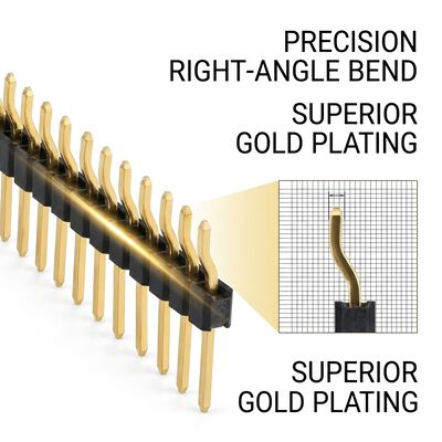 Çift Sıralı Sağ Köşeli Erkek Pin Başlığı Bağlantısı 2.54mm Pitch 90 Derece PCB 80-Pin Through-Hole