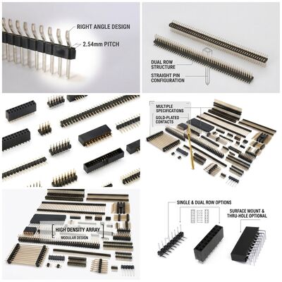 Çift Satır Düz Erkek Pin Başlığı Bağlantısı 2.54mm Pitch PCB Through-Hole 80-Pin Yapılandırması