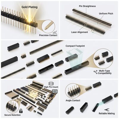 Çift Satır Düz Erkek Pin Başlığı Bağlantısı 2.54mm Pitch PCB Through-Hole 80-Pin Yapılandırması