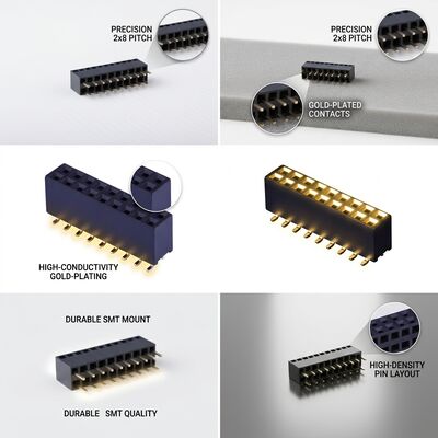 Ultra-Fine 1.0MM Pitch Dual Row Female Header Connector Gold Flash PA6T 04P-80P High Density PCB Socket