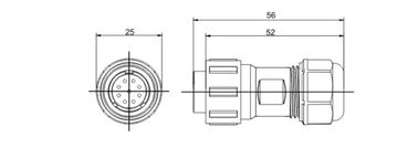 25mm çaplı havacılık fiş bağlantısı 7 Pin Siyah Mavi 5A Kablo Bağlantısı