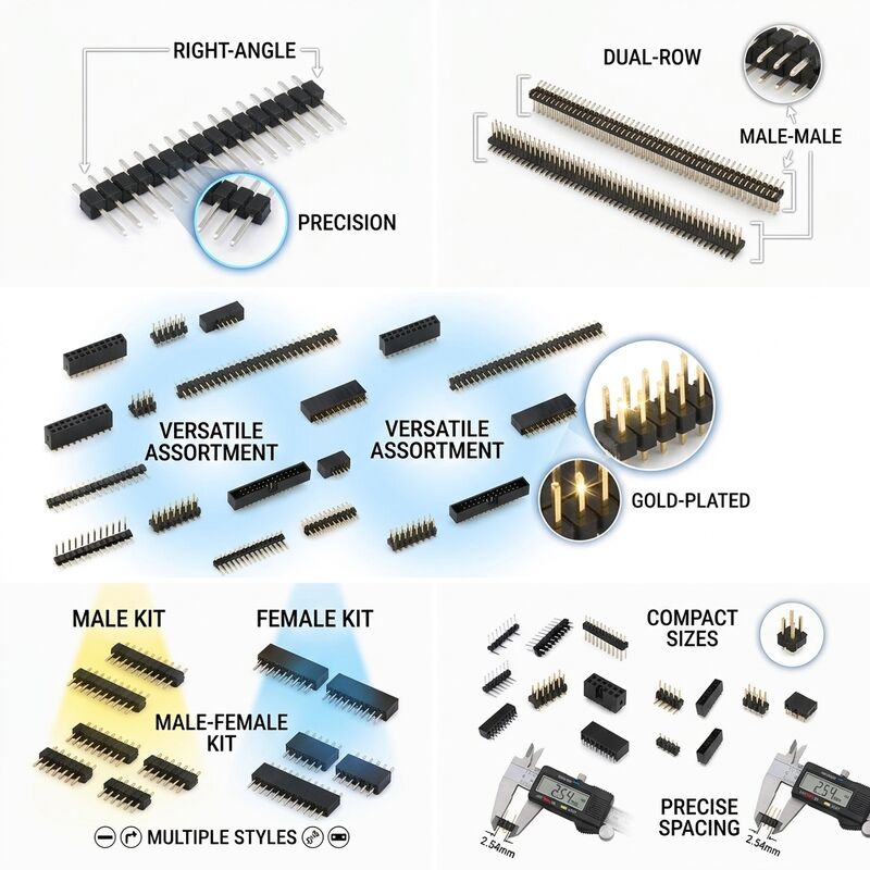 Çift Satır Düz Erkek Pin Başlığı Bağlantısı 2.54mm Pitch PCB Through-Hole 80-Pin Yapılandırması