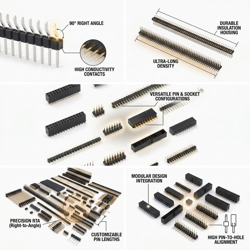 Tek Satır Düz Erkek Pin Başlığı Bağlantısı 2.54mm Pitch Through-Hole PCB Mount 40-Pin Şerit